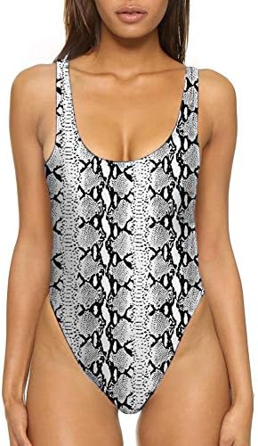 MIAIULIA Women's 80s/90s Inspired High Cut Low Back Padding One Piece Swimwear Bathing Suits