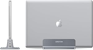 OMOTON Vertical Laptop Stand, [Adjustable MacBook Stand] [Space Saving] Desktop Holder Stand for MacBooks, Apple Notebooks, Aluminum, Space Grey