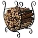 MyGift Black Metal Firewood Rack - Freestanding Fireplace Log Storage Holder with Scrollwork Design