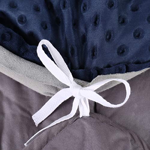 BUZIO Weighted Blanket with Removable Minky Cover | 20 lbs | 60"x80" | for Individual About 230 lbs | Premium Glass Beads | 100% Natural Cotton | Grey/Navy Blue - Thumbnail 5