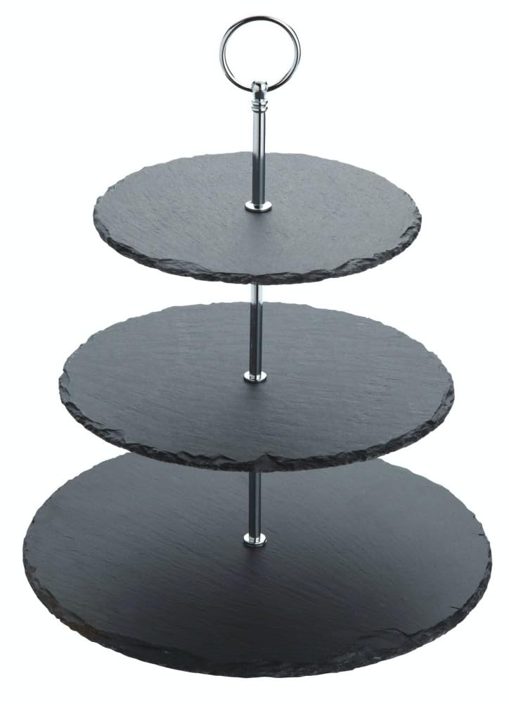 Artesà Three Tier Slate Cake Stand Serving Set, Cake Standing Set, 28.5x34.5cm, Gift Boxed