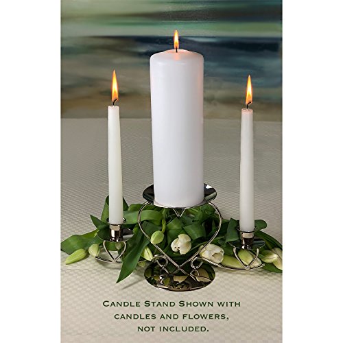 All Things Weddings Wedding Accessories, Unity Candle Stand, Triple Heart, Silver, 10.5-Inches x 5.5-Inches