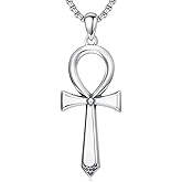 Lattd Ankh Necklace 925 Sterling Silver Ankh Cross Pendant Egyptian Jewelry for Men Women, w/Stainless Steel Chain 22”+2”