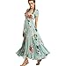 Yondcc Womens Bohemian Button Up Floral Print Beach Maxi Dresses