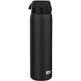 Ion8 1 Litre Stainless Steel Water Bottle, Leak Proof, Easy to Open, Secure Lock, Dishwasher Safe, Carry Handle, Hygienic Flip Cover, Easy Clean, Durable, Scratch Resistant, 1200 ml/40 oz, Black