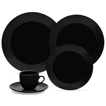Oxford 20 Piece Black Collection Coup Dinnerware Set