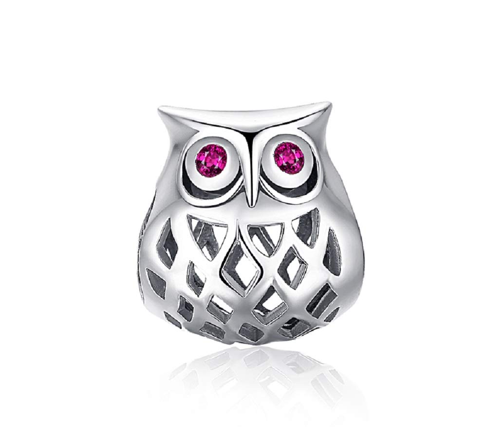 FeatherWish Owl Bird Animal Family Charm Sterling Silver 925 Fits And Compatible With Pandora Bracelets Gift For Birthday Friend Wife Sister Mum Daughter