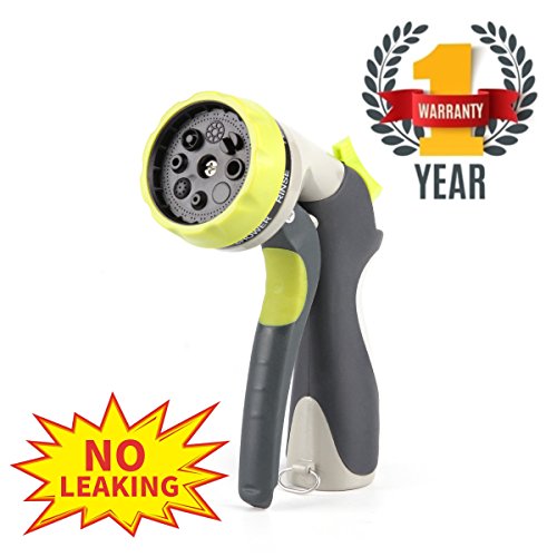 OLD WOOD Garden Hose Nozzle No Leaking Spray Nozzle Sturdy Garden Nozzle 8 Pattern Hose Nozzle for Car Washing, Cleaning, Watering Lawn and Garden(Metal)
