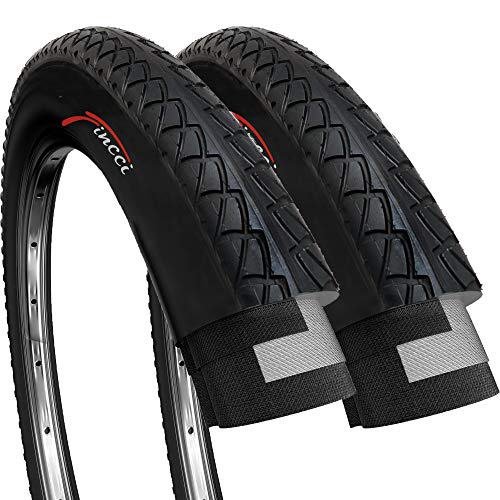 Fincci Pair 26 x 1.95 Inch 53-559 Foldable Slick Tires for Road Mountain Hybrid Bike Bicycle - Pack of 2