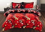 3 Piece Set Box Stitched Red Rose and Rings Prints 3d Comforter Set (Y02) Queen