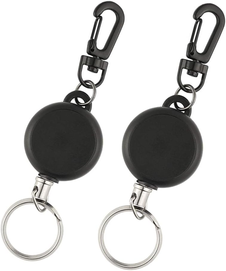 TUPARKA 2 Pieces Heavy Duty Retractable Key Chain Badge Reel Clips with 60cm/ 23.6 Inches Steel Wire Rope