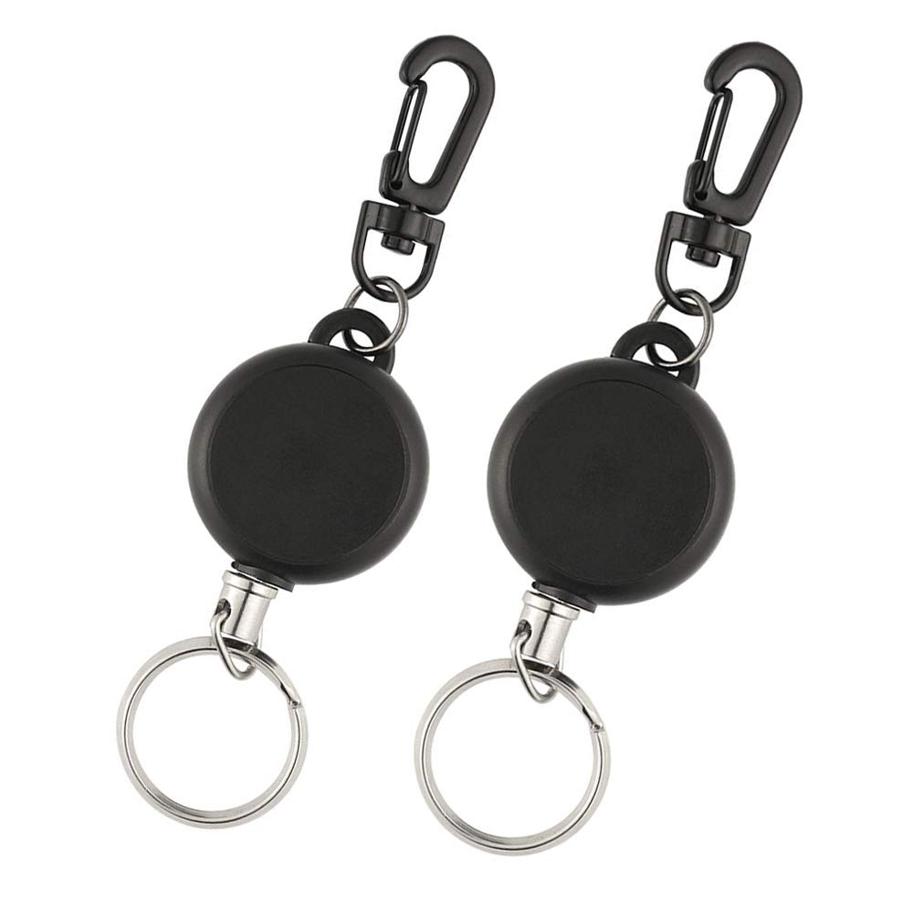 TUPARKA 2 Pieces Heavy Duty Retractable Key Chain Badge Reel Clips with 60cm/ 23.6 Inches Steel Wire Rope