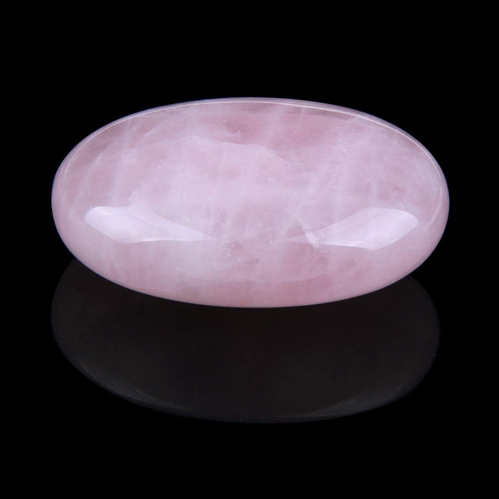 Nuote Crystal Pink Rose Quartz Natural Selenite Crystal Palm Stone Worry Stone Chakra Healing Stone Large Crystal Selenite Spiritual Healing Massage Palmstone Thumb Oval Pocket Palm Gemstones
