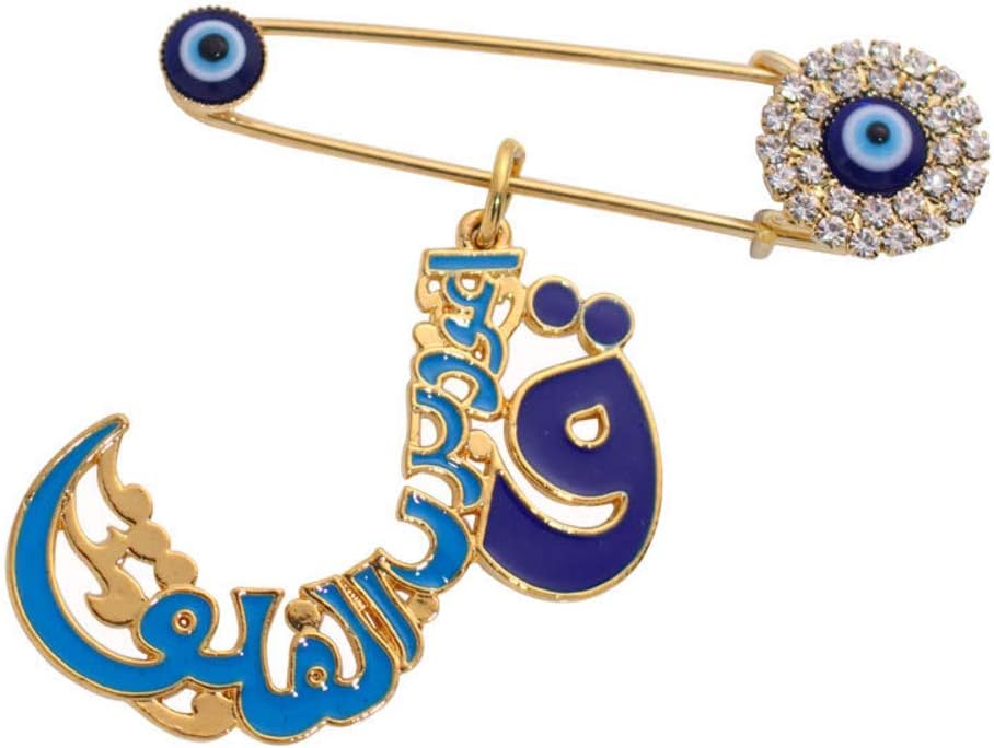 Muslim Islam Four Qul suras Turkish Evil Eye Scarf Hijab Crystal Stainless Steel Pin Brooch Baby Pin