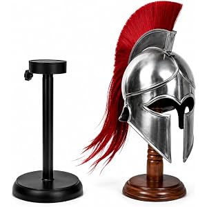 VikingOaksLLC Medieval Greek Corinthian Helmet Armour | Red Plume Steel Helmet Replica | Roleplay Costumes