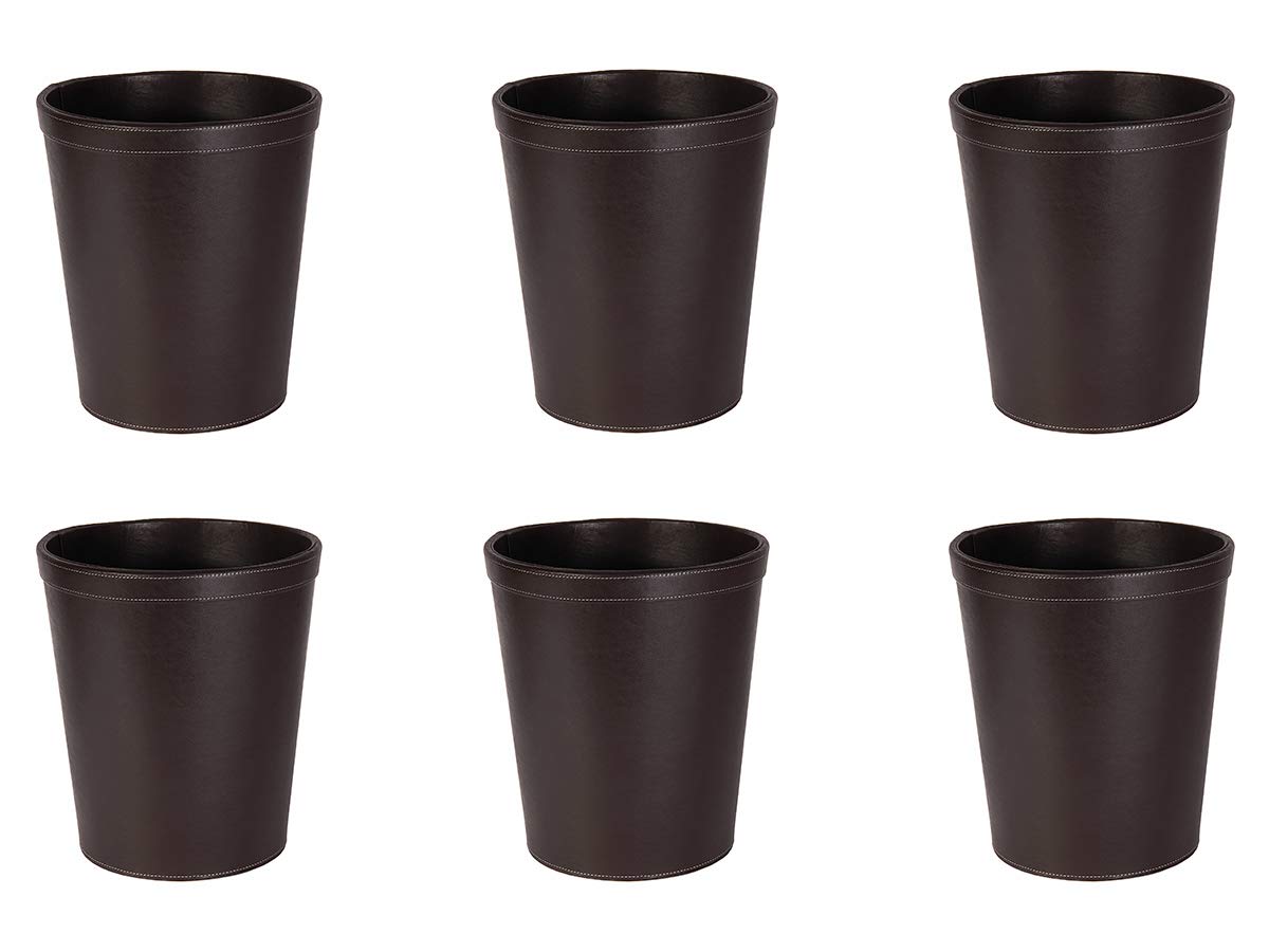 OSCO Faux Leather Waste Bin - Brown, Pack of 6