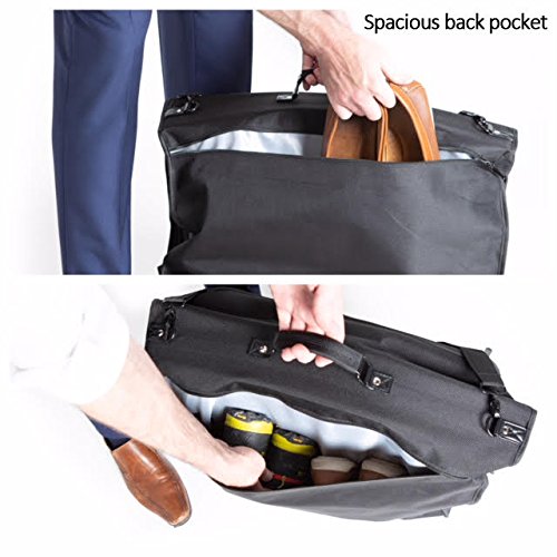 Best Garment Bag - Black Carry On Suit Bag Dress Bag for Travel & Business Trips -w/Hanging Hook & Shoulder Strap- for Men and Women - Folding Wardrobe Carrier Luggage by Golden State Ink