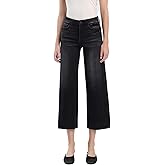 VERVET High Rise Crop Slim Wide Jeans V3634BK