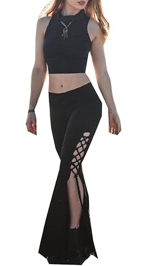 black bandage flared trousers
