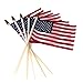 Pack of 100 Small US American Handheld Flags, 4x6 inch Golden Spear Tip, American Flags on Stick Crystal Lemon