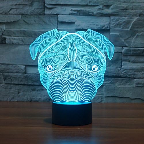 Ruumika French bulldog Dog Night light 7Color Changing SharPei Light Sign Animal Puppy 3D Bulb Lamp Bedroom Illusion Lighting Home Decor