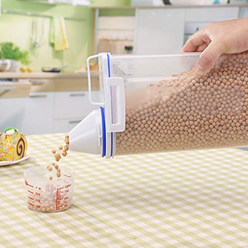 JISETY 2L Plastic Kitchen Food Storage Box Ornament Bins Cereal Grain Bean Rice Dispenser Container
