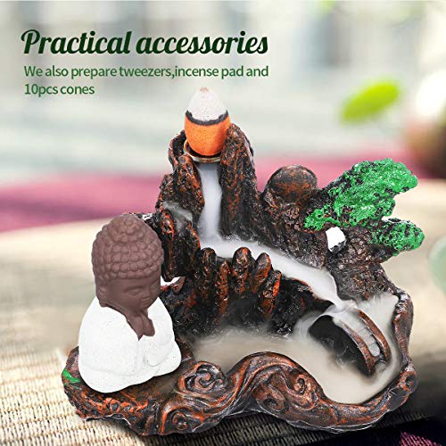 Jeteven Waterfall Backflow Incense Burner Sticks Holder - Ride The Crest of Wave, Ideal for Yoga Room Home Decoration & Handicraft Gift