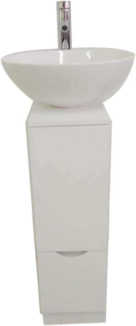 Single One Door Bathroom Sink Cabinet Combo Set With Ceramic Vessel Sink Ufaucet Modern 19 Black Wood Grain Wall Monted Bathroom Vanity