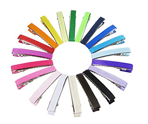 Hipgirl 20pcs 1.75 Inch Hair Clips Barrettes--Boutique No Slip Grip Metal Babies Girls Todders Teens Women Grosgrain Ribbon Lined Single Prong Alligator Clip With Teeth, Assorted Beauty Accessories