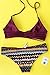 CUPSHE Women's Pure Color Lace up Halter Padding Bikini Set Beach Bathing Suit Burgundy