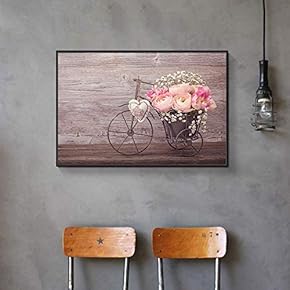 Floating Framed for Living Room Bedroom Retro Flower for