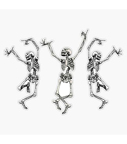 28-Pack Halloween Dancing Skeletons Glass Decals - Black Fused Glass Waterslide Decals For Crafts