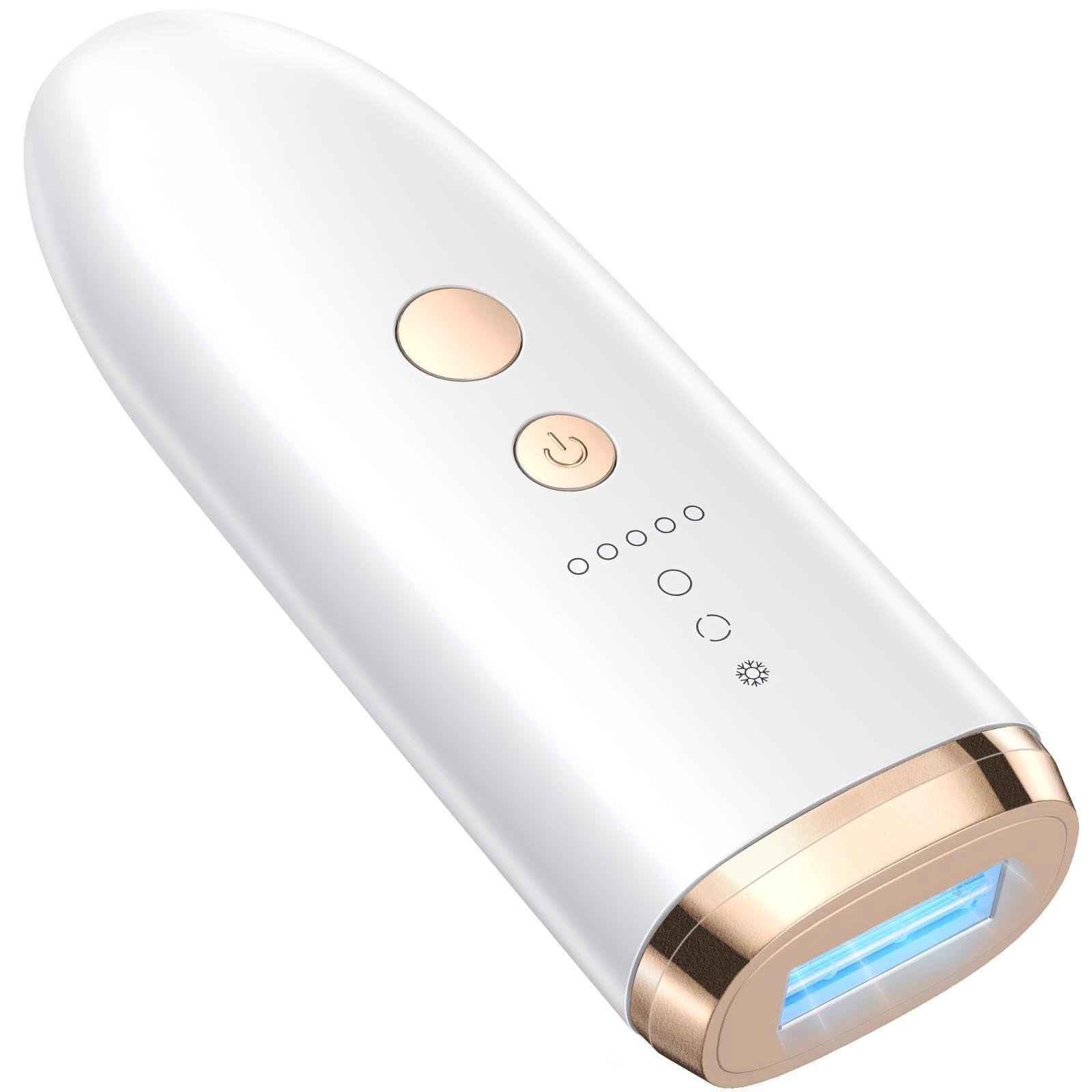 YUNDOO 脱毛器 サロン級冷感無痛 【2025革新的連射冷却アイス 痛感ゼロ IPL光脱毛】VIO対応 美肌モード レディース メンズ 光脱毛器 99万回照射 5段階調節 高出力 デュアルアイス冷却脱毛 顔 髭 脇 腕 足用 全身ムダ毛ケア 家庭用 脱毛機 男女兼用 メーカー保証 保護メガネ＆カミソリ付き 1回で効果実感 ホワイト+ゴールド SKB-2118商品画像