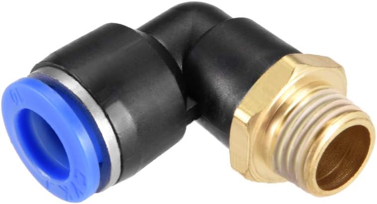 sourcing map Push to Connect Tube Fitting Male Elbow 10mm Tube OD x G1/8" Thread Pneumatic Air Push Fit Lock Fitting Blue