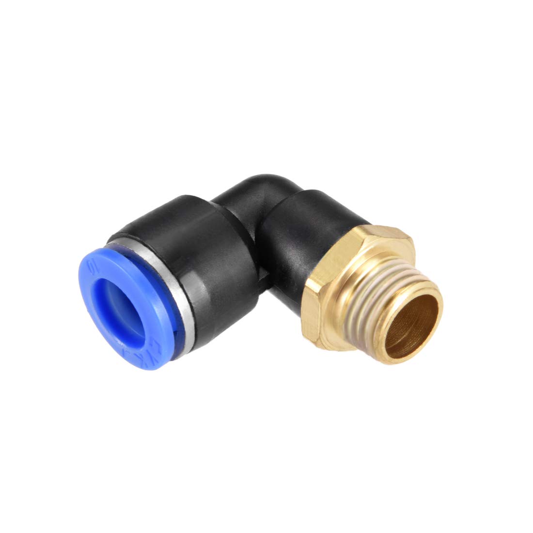 sourcing map Push to Connect Tube Fitting Male Elbow 10mm Tube OD x G1/8" Thread Pneumatic Air Push Fit Lock Fitting Blue