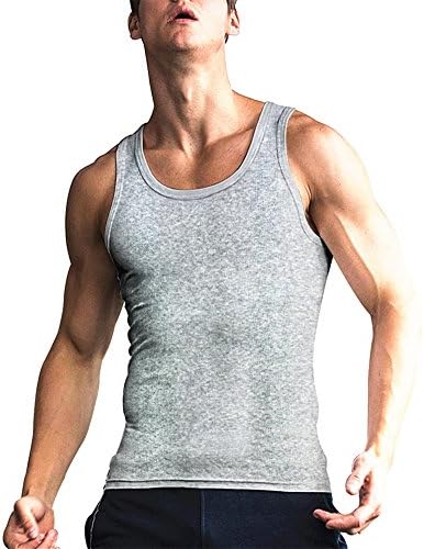 Tank Tops for Men Sleeveless A-Shirts100% Combed Cotton (M, Heather Grey)