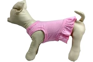 LOVELONGLONG Pet Clothes Small Dog Clothing Blank Color Sport Dress T-Shirts Tee Dresses Tanks Top for Small Size Female Dogs Summer Spring Pet Costumes 100% Cotton (L, Pink)