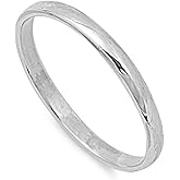 Sterling Silver Wedding 2mm Band Plain Comfort Fit Ring Solid 925 Italy