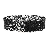 Weixinbuy Women's Stretch Tie Belt Wide Hollow Buckle Waistband Waist Belt