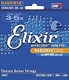 Elixir Strings Electric Guitar Strings w NANOWEB Coating, Custom Light (.009-.046)