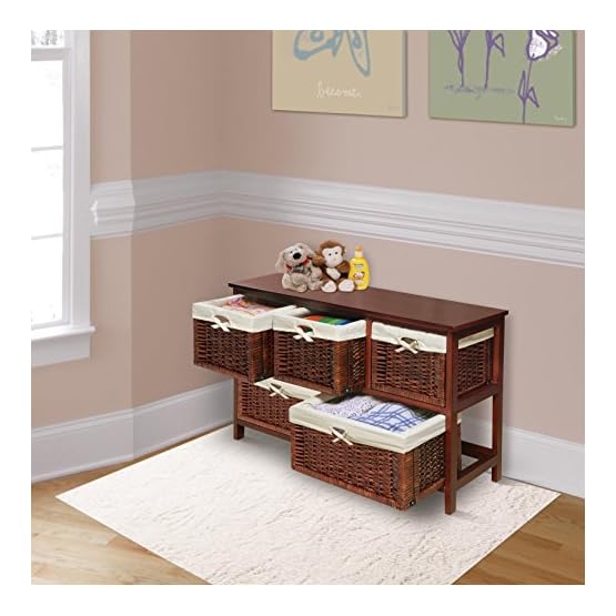 Badger Basket Five Basket Storage Unit with Wicker Baskets, Cherry - Image 4