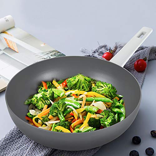 Lonyoung Nonstick Wok Pan with Lid, Nonstick Aluminum Stir Fry Pans