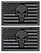 2 PCS Tactical Patches of USA US American Flag with Punisher Skull, with Hook and Loop for Backpacks Caps Hats Jackets Pants, Military Army Uniform Emblems, Size 3x2 Inches
