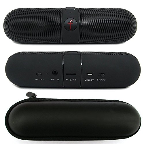 New Portable Wireless Bluetooth MiNi Speakers Shockproof Stereo Mini Speaker Good Sound with Built-In Mic with Portable Same Color Hard Case for Car, Beach,Park,Backpacking Outdoor for All Bluetooth-enabled Devices (Black)