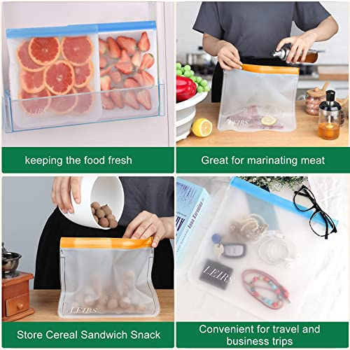 Reusable Gallon Bags, 6 Pack Dishwasher Safe Reusable Freezer Bags