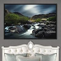Framed Canvas Wall Art Forest Rivers Group Multicolor Nature Photography Realism Relax/Calm - 16x24 inches