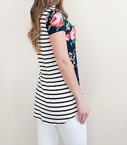 Shopglamla Short Sleeves Contrast Print Colorblock Raglan Top. Made in USA