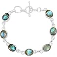 Oval Shape Natural Gemstones Statement Bracelet for Women - 925 Silver Plated Handmade Birthstone Bohemian Vintage Style Women's Jewelry Gifts for Wedding Anniversary Christmas Valentine's Day
