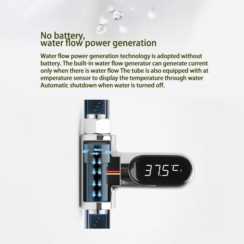 Shower Thermometer Second Generation Led Digital Display Baby Bath Water Fahrenheit Celsius Thermometer 360°Rotating Screen for Home Bathroom Kitchen k2