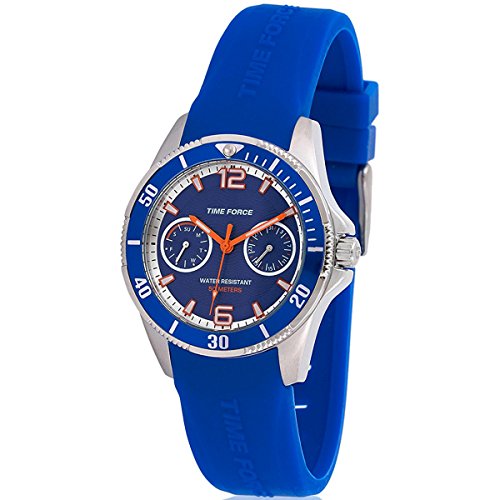 TIME FORCE TF-4110B03 Reloj para Chico, con Calendario, Azul Oscuro